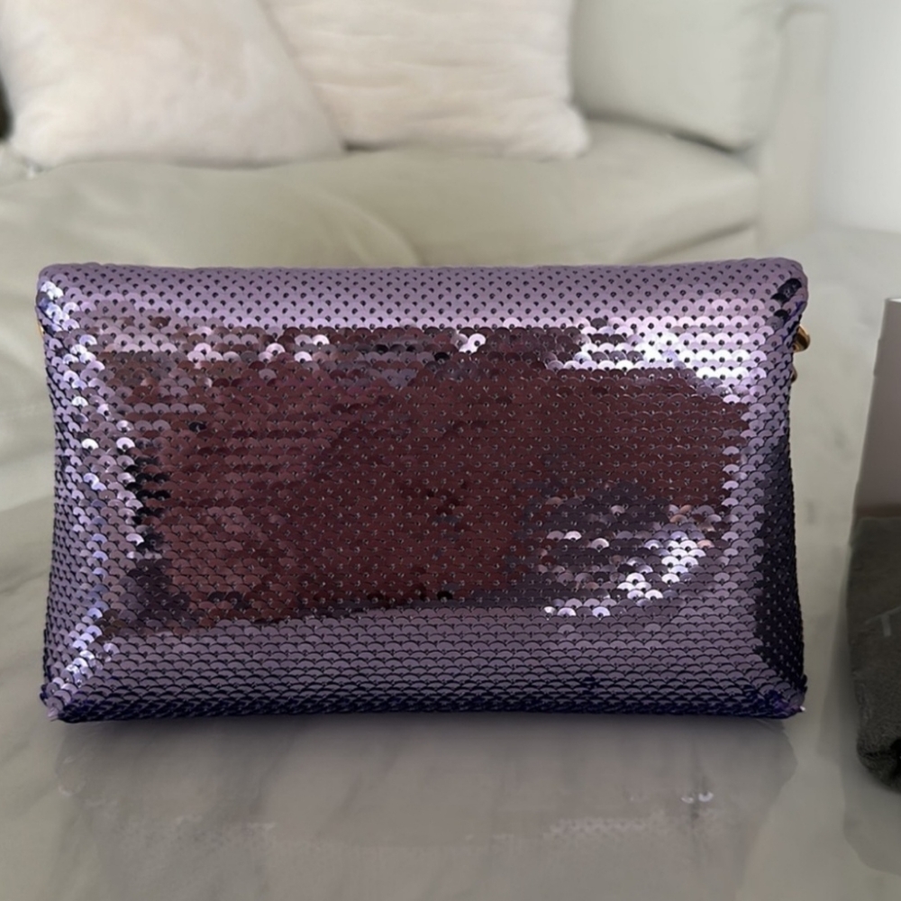 🔥RARE🔥Tom Ford Purple Sequin Clutch with Gold Chain - Picture 4 of 12